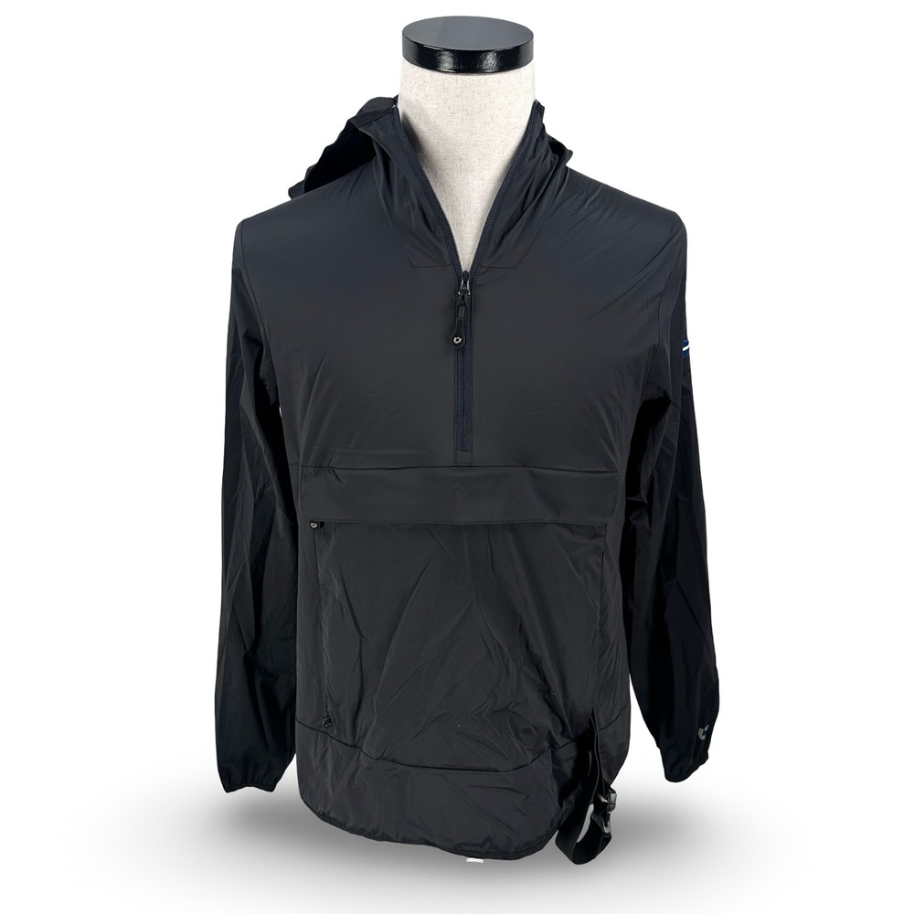 IBKUL Womens Black Windbreaker Jacket in a Pouch 1/4 Zip Anorak Hooded Medium